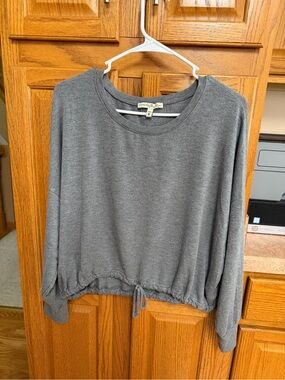 Express Women's Gray Drawstring Hem Sweatshirt